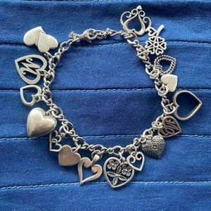 James Avery Sterling Silver All Hearts Charm Bracelet